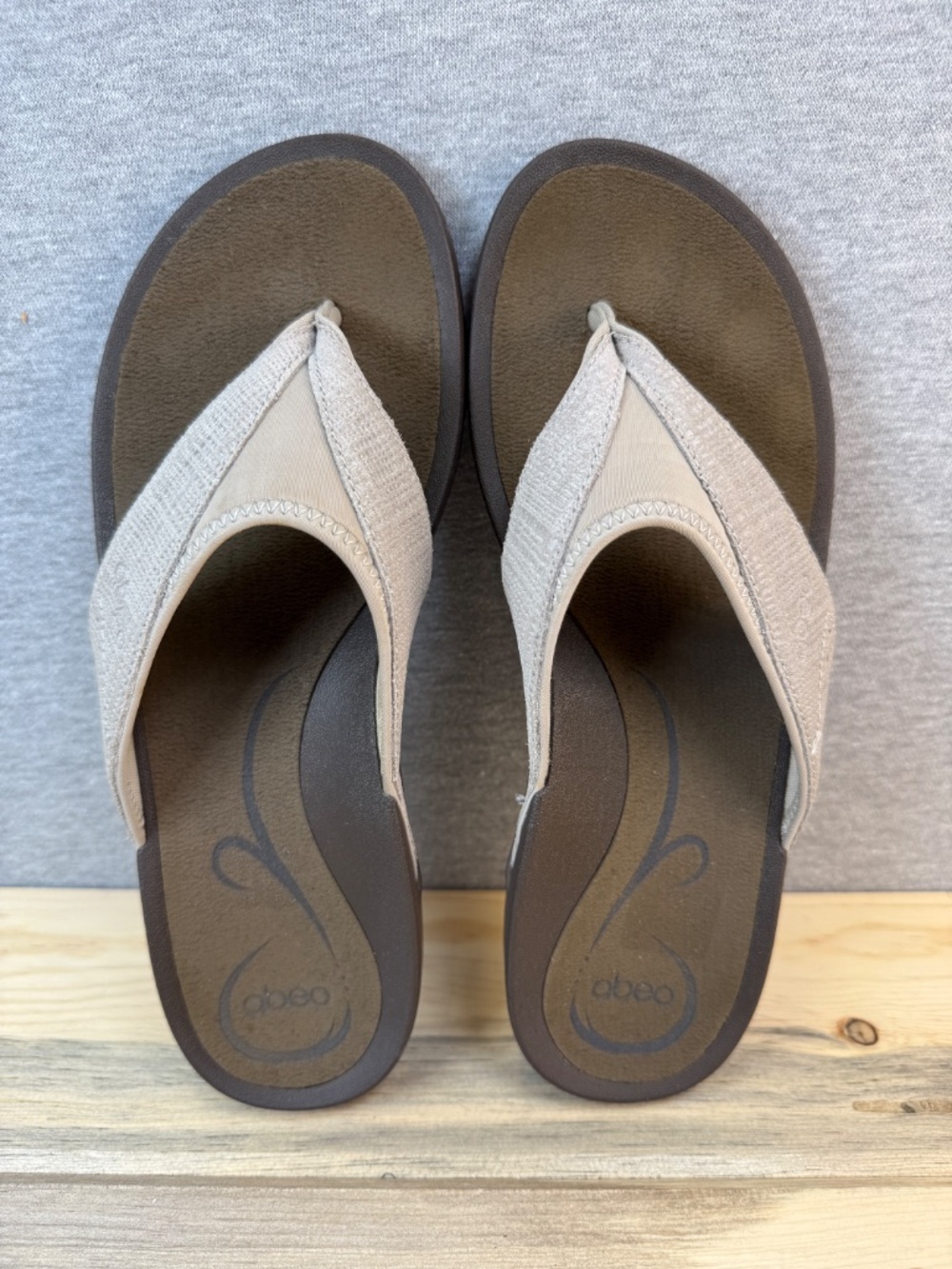 Abeo Leather Flip Flops Thong light Gray Sandals Womens Size 8 Great Condition! - Picture 14 of 15